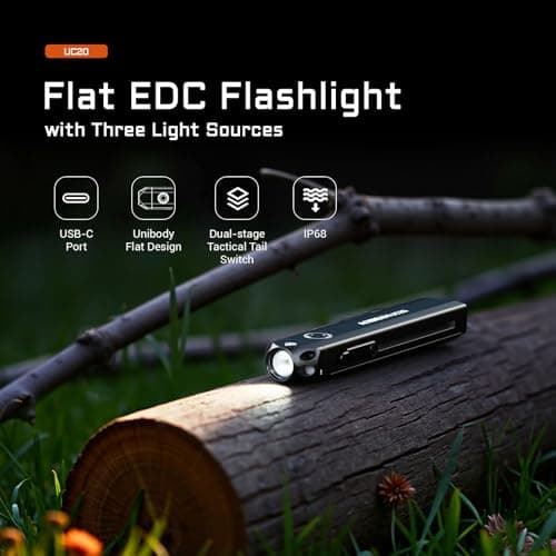 ACEBEAM UC20 Rechargeable EDC Flat Torch with Red Light, UV and White LED — view 2