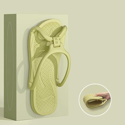 Foldable Couple Travel Slippers Lightweight Barefoot Flip Flops Hotel Non Slip Travel to Carry Convenient Indoor Home Bathroom with Men and Women Mens Cowboy Boot Slippers Green — view 4