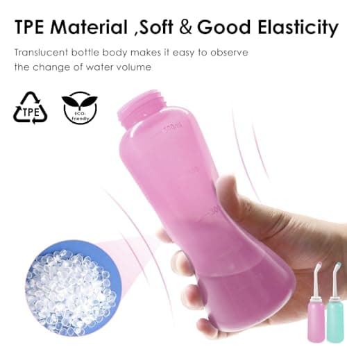 Peri Bottle Postpartum 2 Pack, RUFCRIL 500ml Perineal Wash Bottle, Portable Bidet with Carry Bags, Boilable TPE & Leak-Proof Sealing Rings, Postpartum Essentials, Hospital Bag — view 2