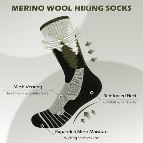 Queenshin Merino Wool Hiking Socks for Women Walking Thermal Thick Warm — view 4