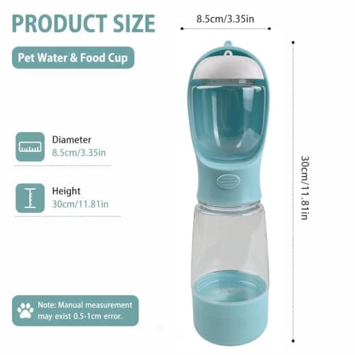 Sky Blue Portable Dog Water Bottle for Walking, 3-in-1 Pet Water — view 5