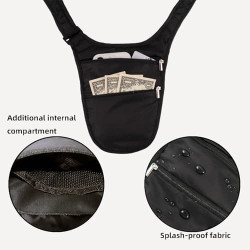 Mervokl Hidden Chest Pocket Waist Bag Anti Theft Crossbody Bag with Removable Belt and Skin-Friendly Back Provides Space for Passports, Credit Cards, Cash — view 4