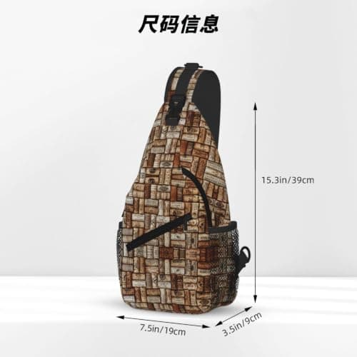 Longzehao Wine cork Print Sling Bag Small Crossbody Backpack Chest Shoulder Bag Travel Hiking Daypack — view 5