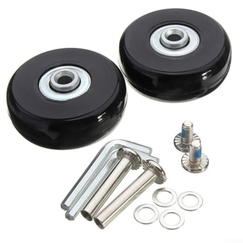 2pcs Replacement Wheels for Luggage Suitcase Repair Kit Rubber Rollers with Double Bearings (43mm*18mm)