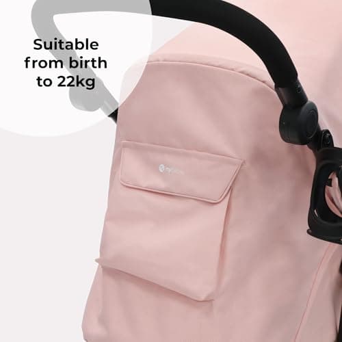 My Babiie MB30 Pushchair – from Birth to 4 Years (22kg), Easy Compact Fold, Large Shopping Basket, Adjustable Handle, Stroller Includes Cup Holder, Rain Cover – Pink Leopard — view 4