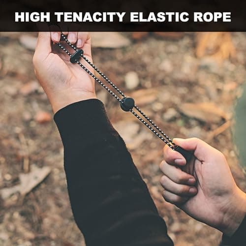 FUIPVGI 6 Pcs Bungee Cord, Backpack Elastic Rope Fixing Buckle, Trekking Pole Fastening Cord, Backpack Walking Stick Holder Trekking Hiking Pole Attachment Cord Rope, Hiking Stick Holder Rope (Black) — view 4