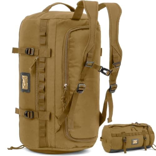 TAIHOYIN 60L Travel Duffel Bags for Men Gym Duffle with Back Straps Brown