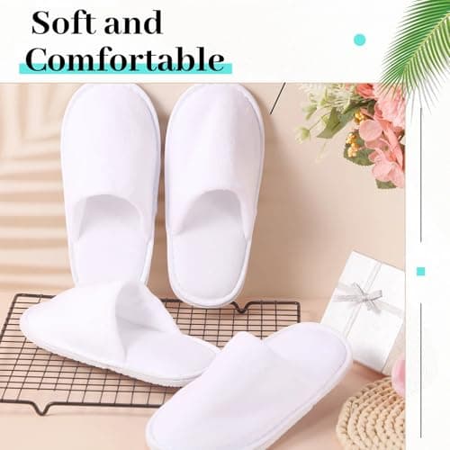 Twistover 6 Pairs Kids Disposable Slippers Non-Slip Closed Toe Spa Slippers Comfortable Indoor Outdoor Slippers for 4-12 Years Boys Girls Party Hotel Travel, White, Small — view 5