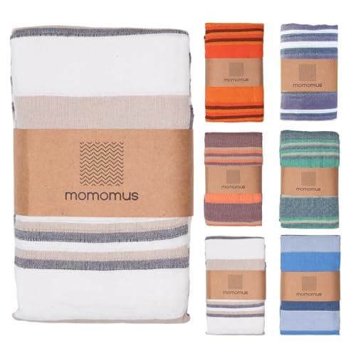 MOMOMUS Lightweight Extra Large Picnic Blanket for the Beach - XXL, with Fringes, Compact - Sandless Beach Mat, Sandproof Beach Blanket - Beige, 210x240 cm
