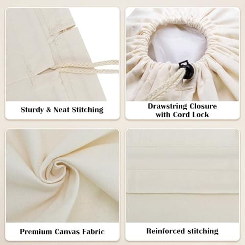 Canvas Laundry Bag with shoulder Strap 23"W x 29"H, Large Drawstring Dirty Clothes Bag Washable Laundry Sack for College Dorm, Travel, Home, Camp (Beige) — view 3