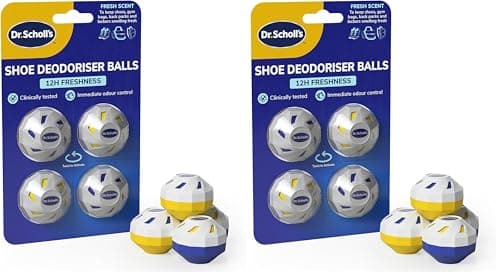Dr. Scholl's Shoe Deodoriser Balls - Keeps Shoes, Football Boots, Gym Bags Smelling Fresh, Clinically Tested Shoe Deodoriser with All-Day Freshness, Reusable and Long-Lasting, Shoe Odour Eliminator