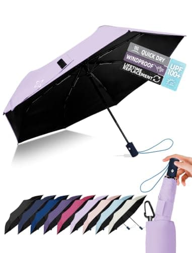 LILAC Compact Travel Umbrella，Windproof Umbrella for Rain and Sun