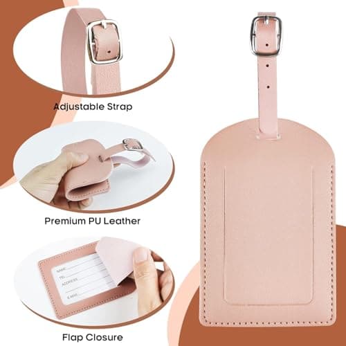 Hengxinc 2 PCS Personalised Leather Tripp Luggage Tag — view 3