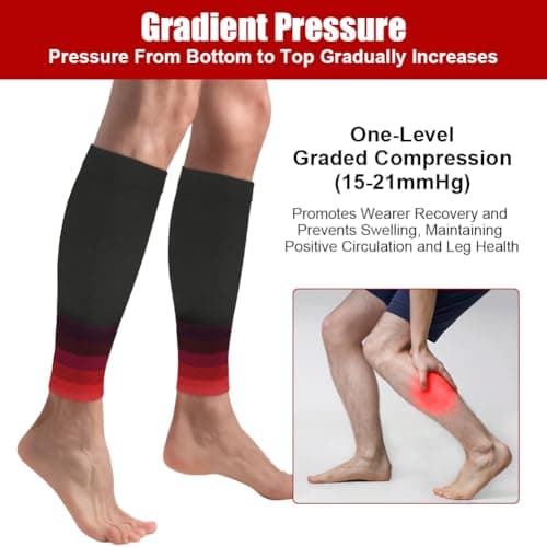 ACWOO Calf Support Compression Sleeves for Women Men, 1 Pair 15-21mmHg Class 1 Shin Splints Brace Support for Torn Muscle Pain Relief, Cramps, Sprains, Footless Leg Socks for Running Sports Flight — view 4