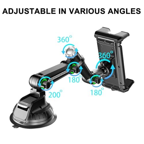 Noaya Car Tablet Holder - 360° Rotating Adjustable Tablet Holder for Cars, Tablet Car Holder for Dashboard Windshield, Tablet Cars Mount Suitable for Ipad Iphone Samsung 5"-13" Phone Tablets — view 5
