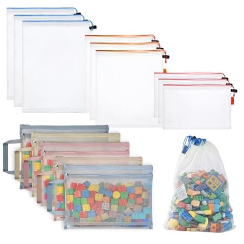 zxevg Toy Storage Bags 5 Zip & 9 Drawstring for Blocks