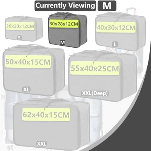 Medium Packing Cubes 6 PCS, 30x28x12CM Same Size Suitcase Organiser Bags, Mesh Packing Cubes for Suitcases Medium Set Only (Light Gray, 6 x M) — view 2