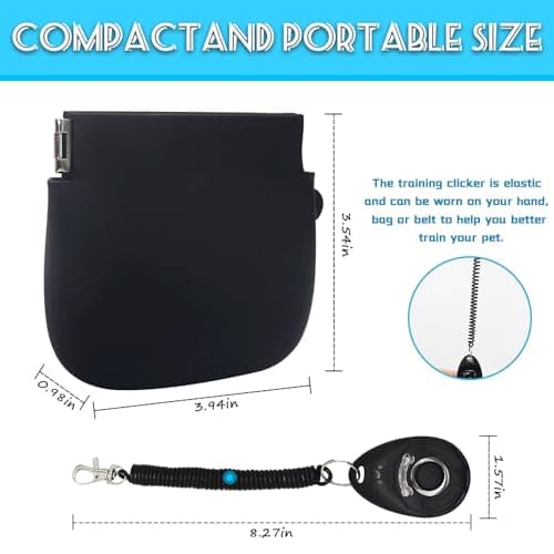 Grantop Silicone Dog Treat Pouch, Silicone Dog Training Bag with Pet Training Clicker, Dog Treat Bags for Walking, Portable Dog Treat Bag with Magnetic, Auto Closing and Waist Clip (Black) — view 2