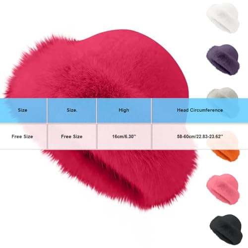 Womens Beanie Hats Winter Furry Faux Fur Caps Ladies Warm Faux Fur Bucket Hat Plush Thermal Slouch Fluffy Fisherman Fuzzy Hats Travel Skiing Hiking Earflap Beanie Hat Orange — view 3
