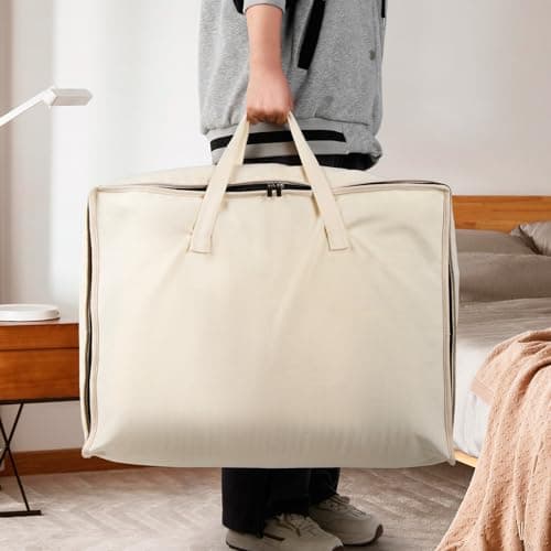 Belinlen 2 Pack Canvas Storage Bags Cotton Natural Closet Soft Storage Bags — view 4