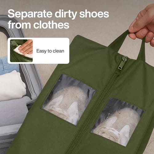 TRAVEL DUDE Shoe Bag, Travel Boot Bag, Clear Window, Forest Green, Set Of 2 — view 4