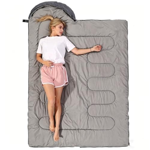Sleeping Bag 3 Seasons (Summer, Spring, Fall) Warm & Cool Weather - Lightweight,Waterproof Indoor & Outdoor Use for Kids, Teens & Adults for Camping Hiking, Backpacking and Survival (Grey Orange) — view 6