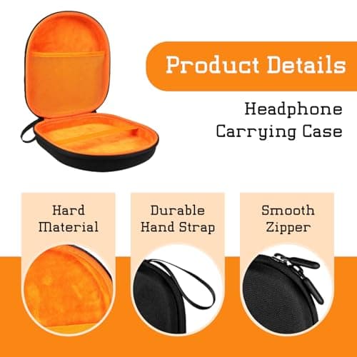 Muorruo Headphone Case Compatible with JBL Tune 510BT/520BT/670NC Live 460NC, with Sony WH-CH520/510, Portable Travel Case for Wireless On-Ear Headphones, Over-Ear Headphone Bag (Orange) — view 3