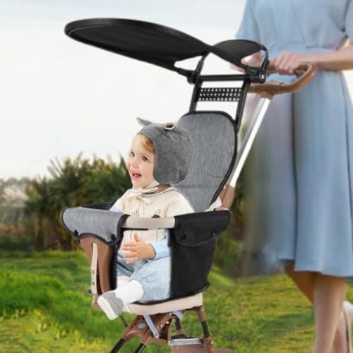 Portable Travel Stroller - Lightweight, Foldable Design with Bi-Directional Seat | Compact Aluminium Stroller for Airplane Storage and Outdoor Adventures — view 3
