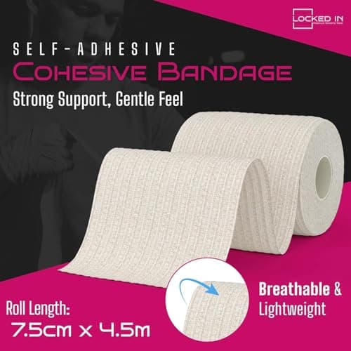 Cohesive Bandage 7.5cm x 4.5m - Self Adhesive Bandage Tape for Injury Recovery, Compression & Ankle Support - Elastic, Sweat-Resistant, Breathable - for Joints, Wrists, Knees & More (White, 3 Rolls) — view 2