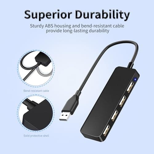 Critin 4-Port Ultra-Thin Portable USB 2.0 Hub, Multi-USB Port Extender — view 6