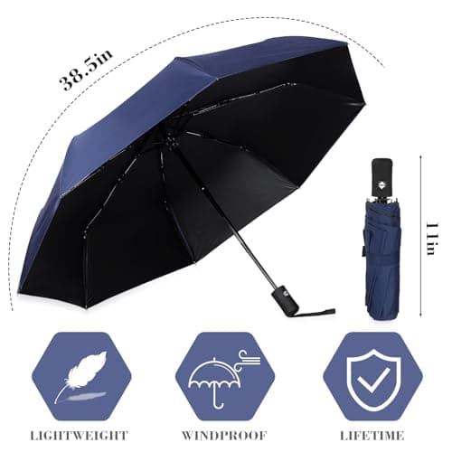 Kajaia 4 Pack Umbrellas Compact Windproof, Automatic Open and Close Folding Rain Umbrella Collapsible for Men Women Travel, Navy Blue, 38.5 inches — view 2