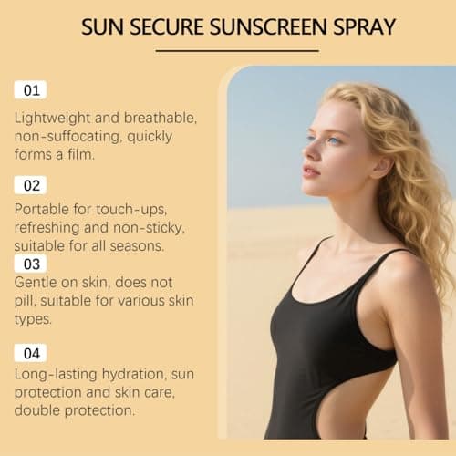 100ml SPF 50 Sunscreen Spray for Face & Body,Travel Size Sun Oil with Hydration Glow Mist,Over Makeup SPF Mist,Lightweight Sunscreen Spray SPF 50 for All Skin Types,No White Residue,Suitable for Face — view 3