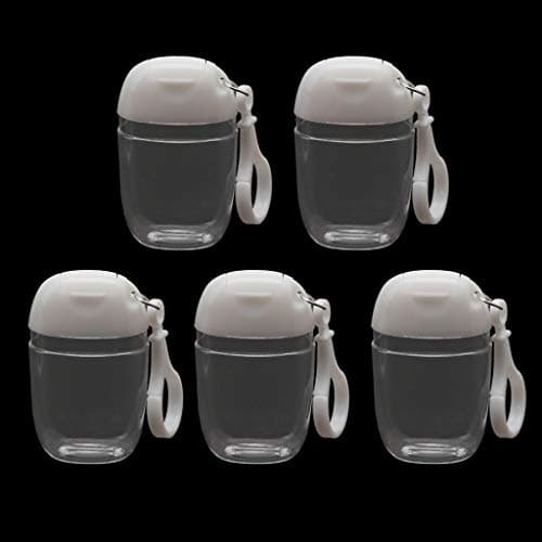 5 Pack Portable Squeeze Bottles Empty Leak Proof Plastic Travel Bottles Hand Sanitizer Refill with Keychain Holder