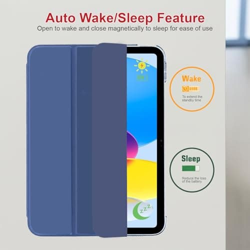 GALTD for iPad A16 Case Smart, 11th Generation 11inch/iPad 10th Generation Case 10.9" (2025-2022) Auto Wake/Sleep Cover, Slim Stand Cover with Hard Back, Support Touch ID, Abyss Blue — view 4