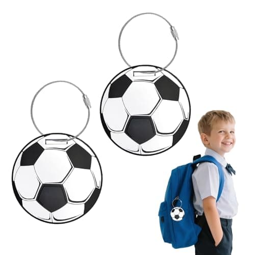 Luggage Tags for Suitcases 2 pcs, Small PVC Suitcase Tags with Name Address Tel Card Waterproof Bag Tags for Backpack- Football