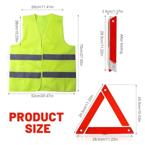 NLONLL 2 In 1 Warning Triangles for Cars Emergency Triangle with Reflective Safety Vest Kit Car Emergency Warning Triangle Foldable Breakdown Triangle for Travel Roadside Breakdown with Storage Case — view 2