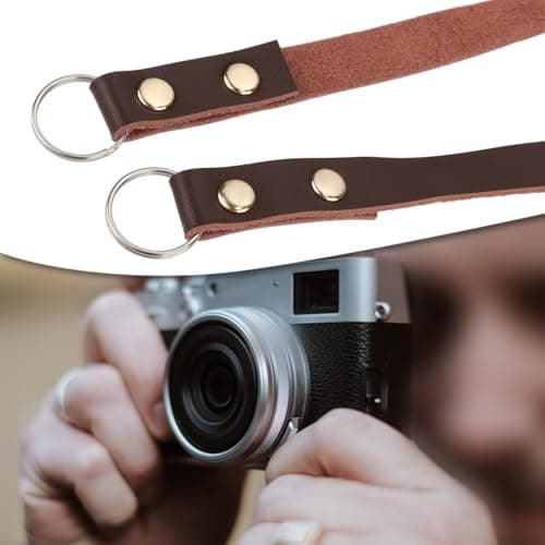 EMSea Camera Genuine Leather Shoulder Strap Camera Neck Strap Length 100cm Width 1.3cm Compatible with Fuji x100 X-T20 series Compatible with Sony RX100 & a6000 series, Brown — view 3