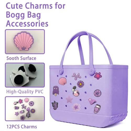 Yonuni 12-Pack Charms for Bogg Bag, Rubber Beach Decor, Standard, Polyvinyl Chloride, No Gemstone — view 2