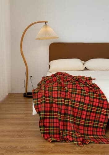 Adore Home 150x200cm Double Tartan Check Fleece Throw Blanket Red — view 6
