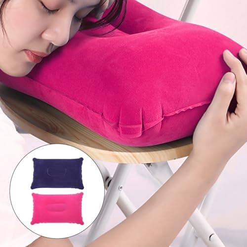 2Pcs Inflatable Pillow for Travel Blow Up Pillows for Sun Lounger Inflatable Cushion Inflatable Small Cushion Beach Pillow Neck Support for Travel Hiking Beach Fishing Camping Outdoors(Purple+Magenta) — view 6