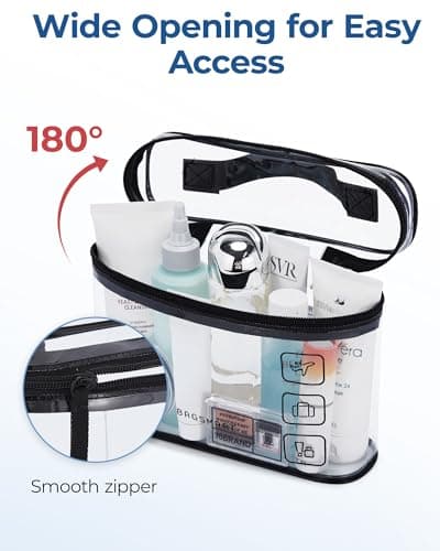 BAGSMART 3pcs Clear Toiletry Bag TSA Travel Essential for Makeup Liquids — view 3