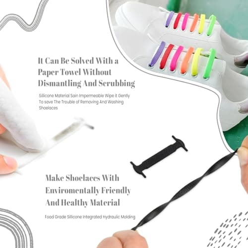 NAVZA No Tie Elastic shoe laces- Flat Elastic Laces for Converse Air Force Sneakers Boots, Waterproof Silicone Tieless shoe laces, Slip-on Any Shoes — view 5