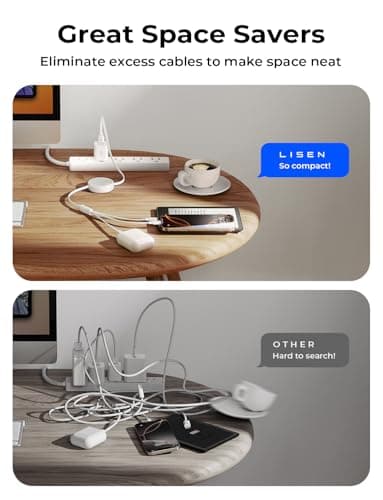 LISEN Multi Charger Cable, Retractable USB C to USB Charging Cable 3 in 1 Charger Lighting/Micro USB Cable, Travel Chargers for Multiple Devices for iPhone 17 16 15 14 Pro/Galaxy S25/Switch2, Snowy — view 5