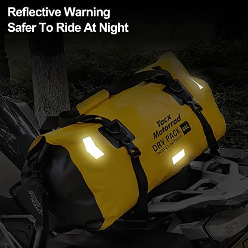 LIONCIANO Motorcycle Saddlebag, Multifunctional Motor Pannier Bag, Waterproof Rear Rack Trunk Motorcycle Seat Bag, Motorcycle Dry Duffle Tail Bag(Yellow, 66L) — view 5