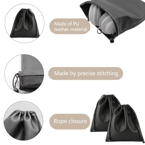 2 PCS Drawstring Pouch - Portable Travel Pouch for Headphones, Earbuds, Coins, and Small Accessories - Durable and Lightweight Headphone Case — view 3