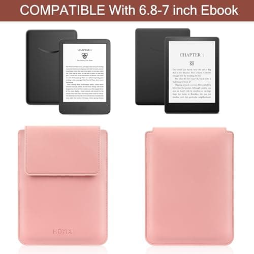 HoYiXi Universal Sleeve Case for 6.8",7" Paperwhite/Colorsoft/Signature Edition 2025 & 2021 Compatible 6.8" Kobo Clara HD/PocketBook/Tolino Protective Case for 6.8'' 7'' ebook Reader, Pink — view 2