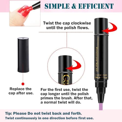 3 Colors One Step 3-in-1 UV Gel Nail Polish Pen Kit, Quick-Dry Soak-Off Nail Art Pens, No Base Coat Needed, Includes Light Purple, Lavender & Blue Shades for DIY & Professional Manicure — view 6