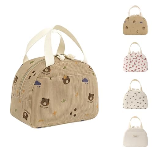 SUOXU Insulated Lunch Bag for Men Women Kids Cool Bag- Reusable Thermal Food Bag with Leak-Proof Liner, Cooler Tote for Work, School, Picnic & Travel (Coffee Bear-5L)
