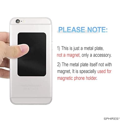 sphires 4 Pack Metal Plate for Magnetic Phone Car Mount 2 X Round and 2 X Rectangular Metal Plate for Car Magnetic Phone Holder — view 5