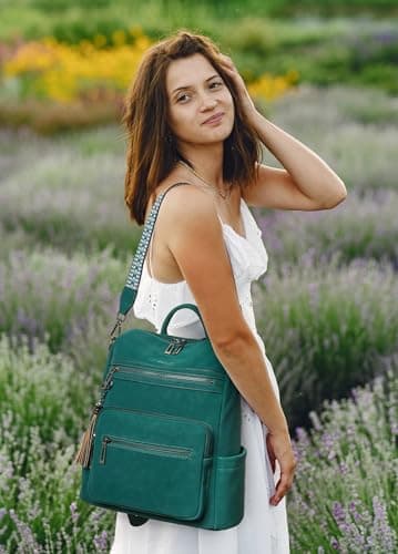 Shrrie Backpack Purse for Women Leather Backpack Fashion Designer Travel Backpack Convertible Shoulder Bag — view 3